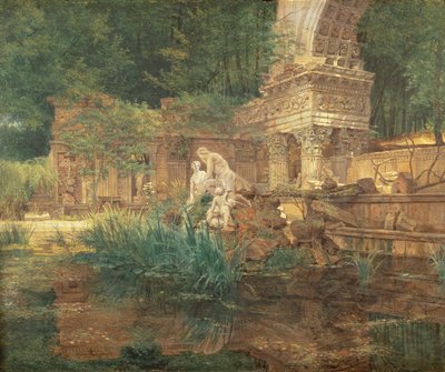 The Roman Ruins in the Gardens of Schonbrunn Palace by Ferdinand Georg Waldmuller